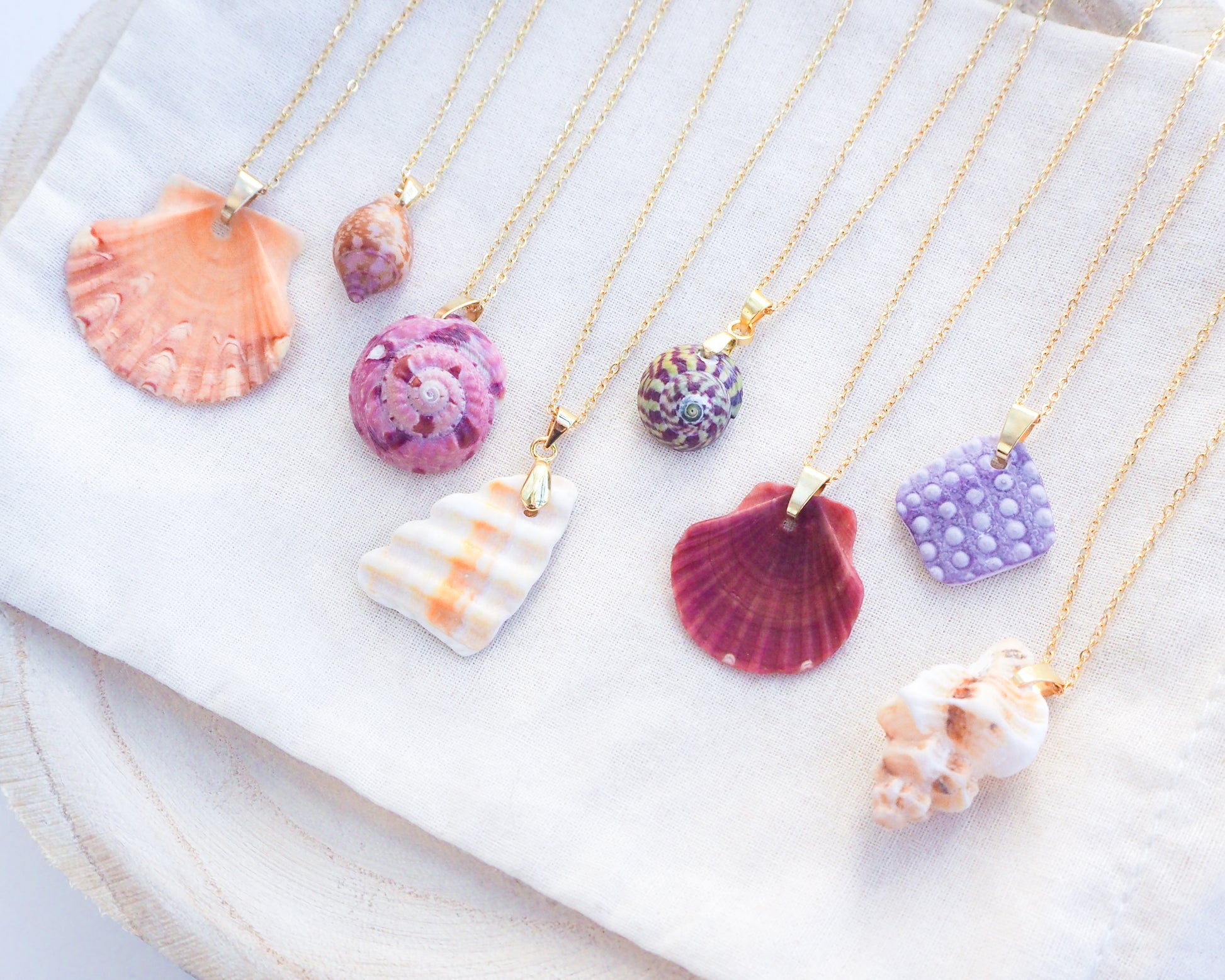 Colorful shell necklaces from Portugal