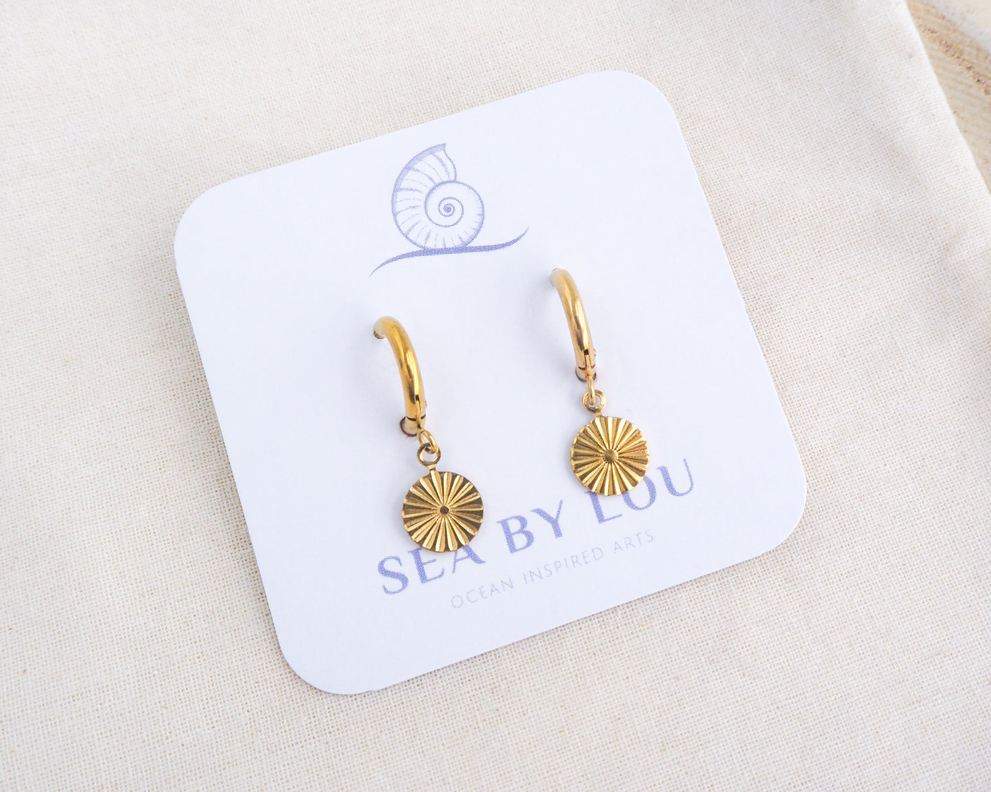 Gold Sunrise Earrings, Sunny Hoop Earrings, Summer jewelry, Beach jewellery