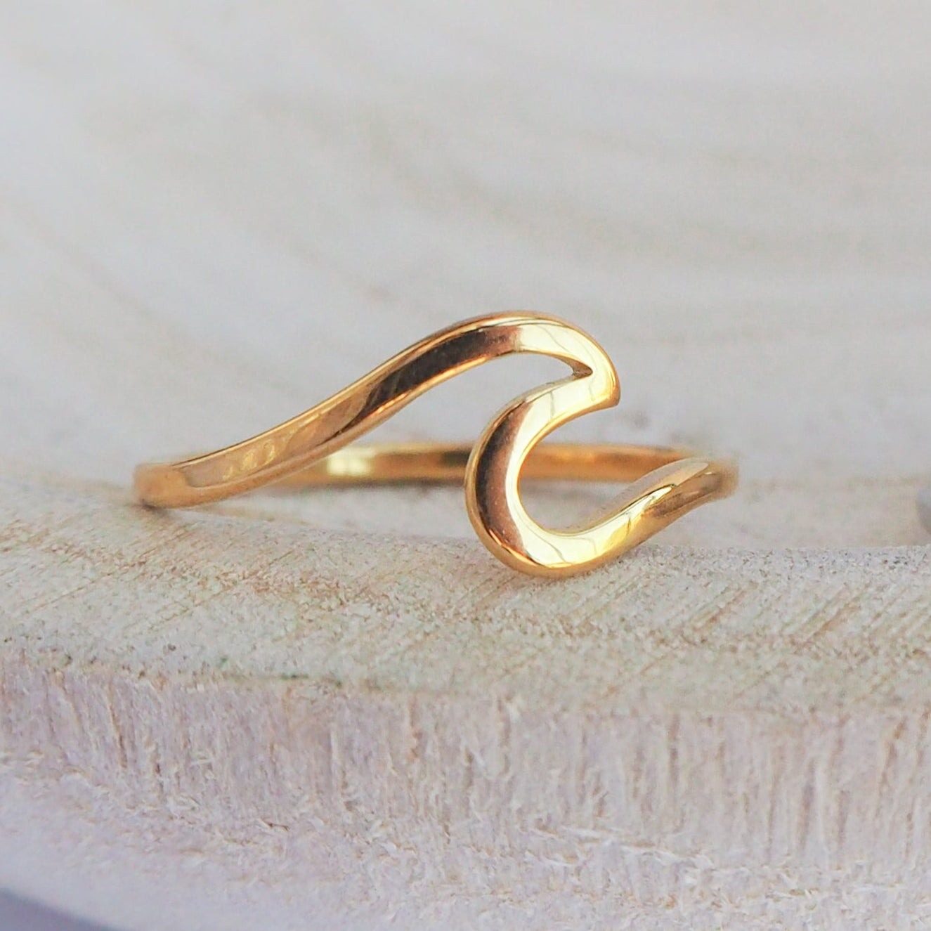Close-up of Gold Wave Ring