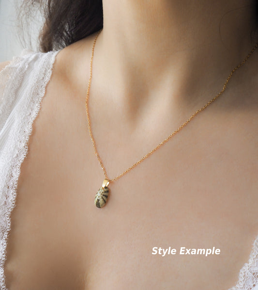 Example of necklace with tiny keyhole limpet shell from Portugal