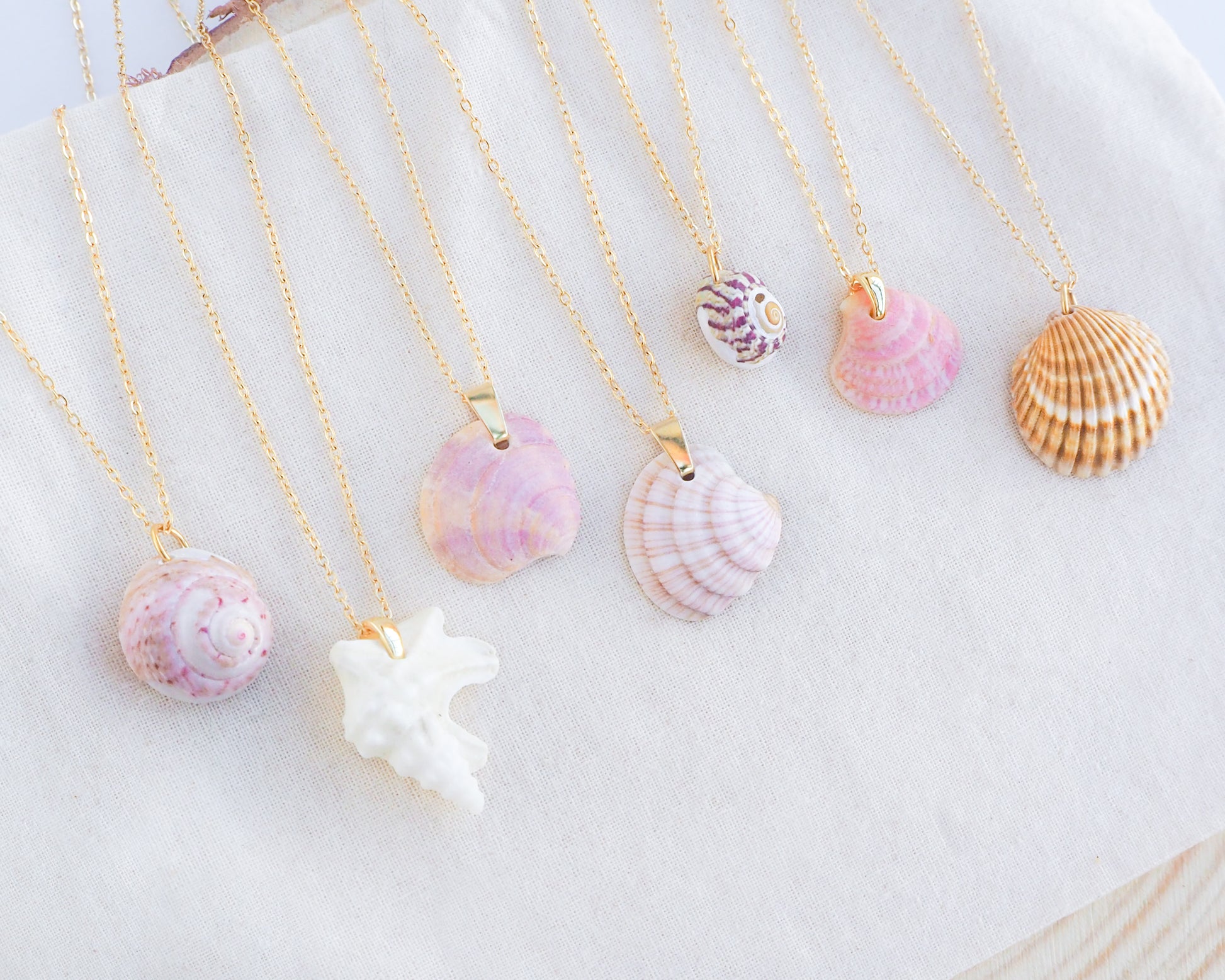 Side view new necklaces Sea by Lou, Shell jewelry from Portugal