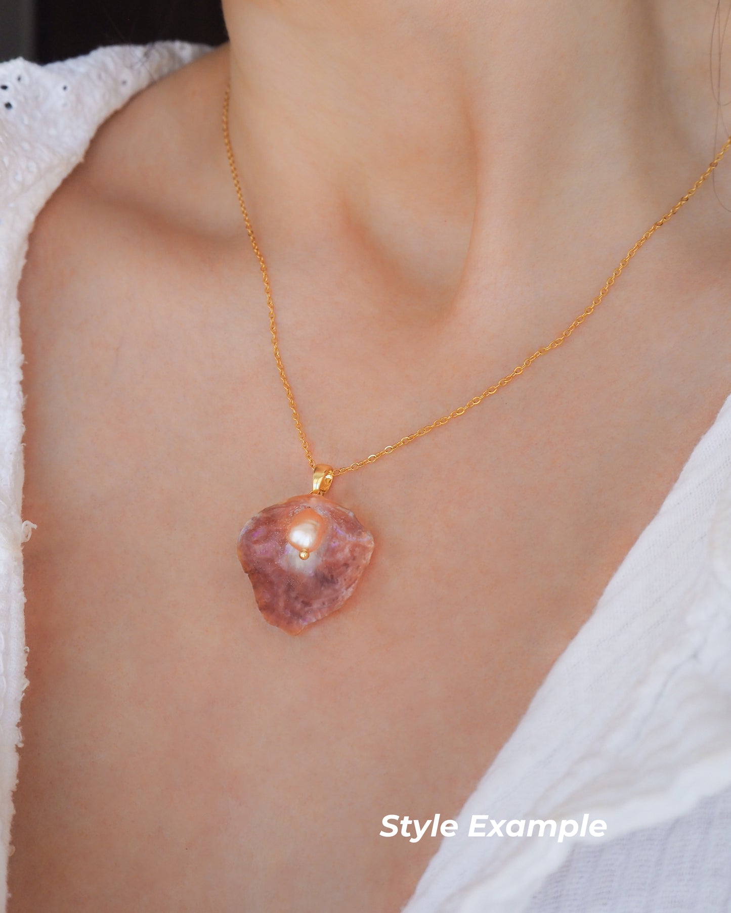 SEASHELL NECKLACE ~ Soft Pink Jingle Shell Pearl II