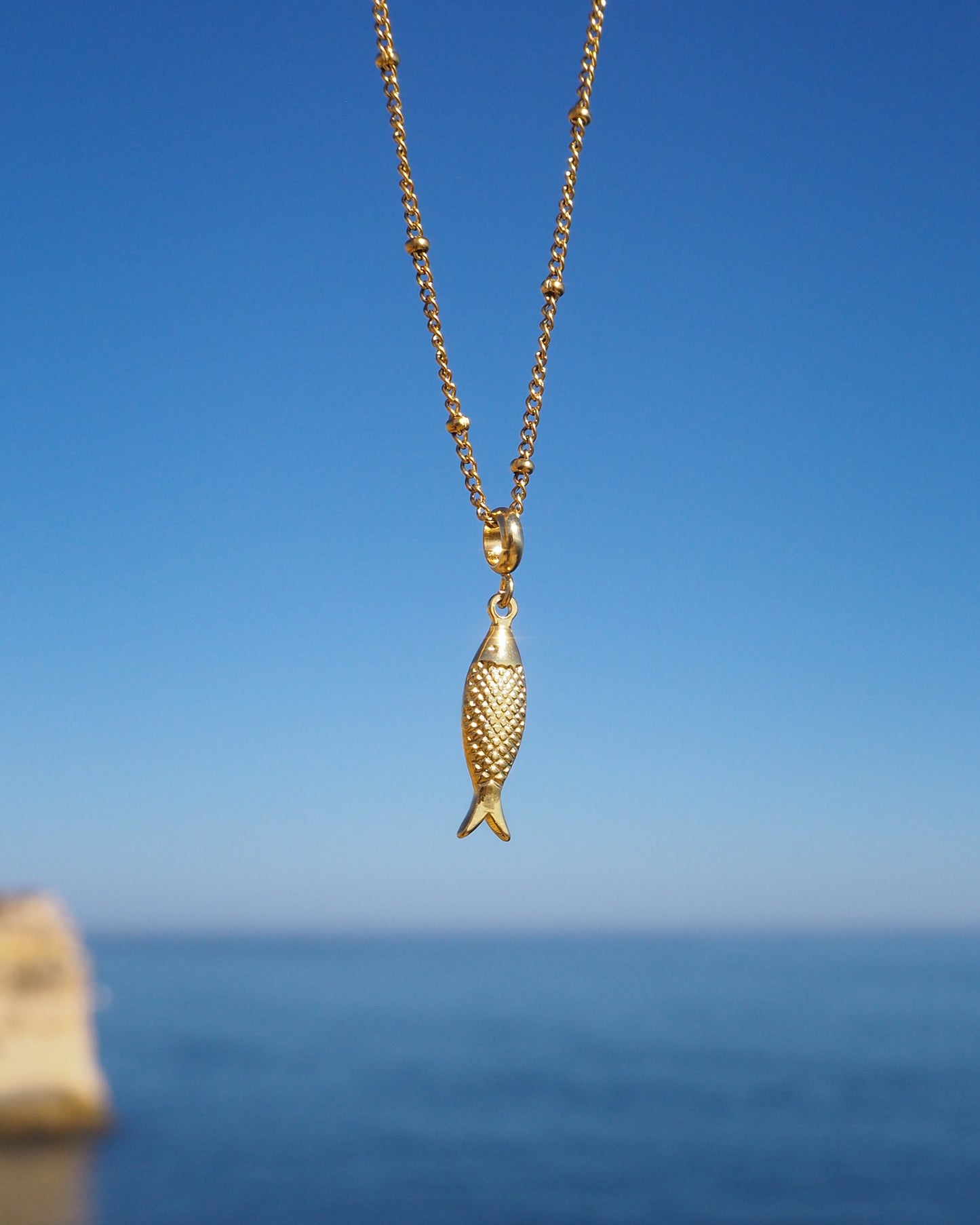 SARDINE FISH NECKLACE ~ Gold