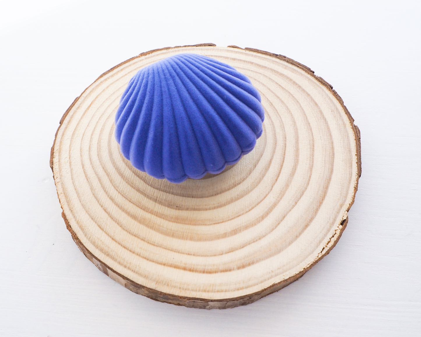 Seashell Blue Velvet Jewelry Box