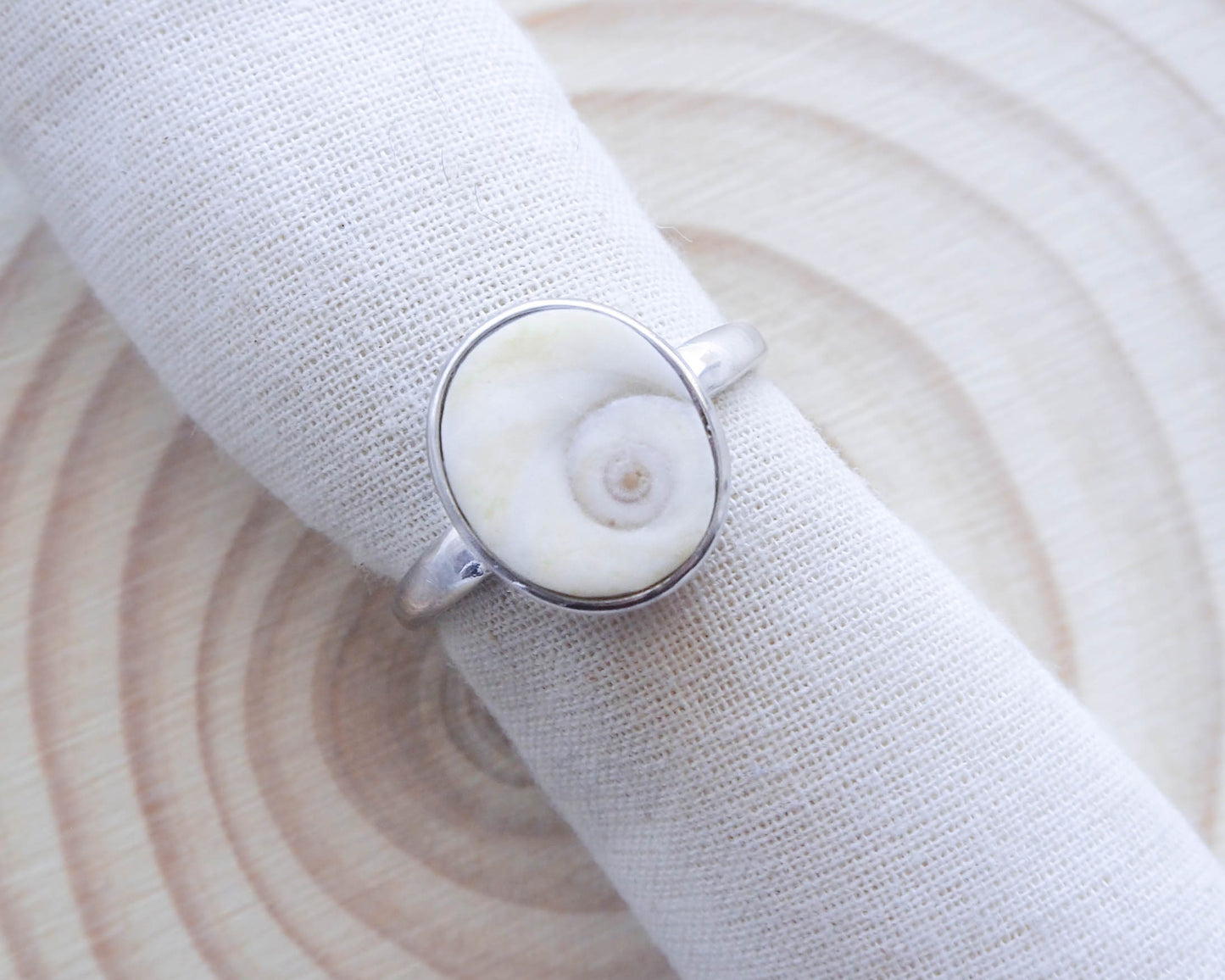 Eye of Saint Lucia Shell Silver ring, Beach jewelry, 925 Silver ring with seashell, Portuguese seashell jewelry, Ocean inspired jewellery, Seabylou, Sea by Lou, Coastal charm