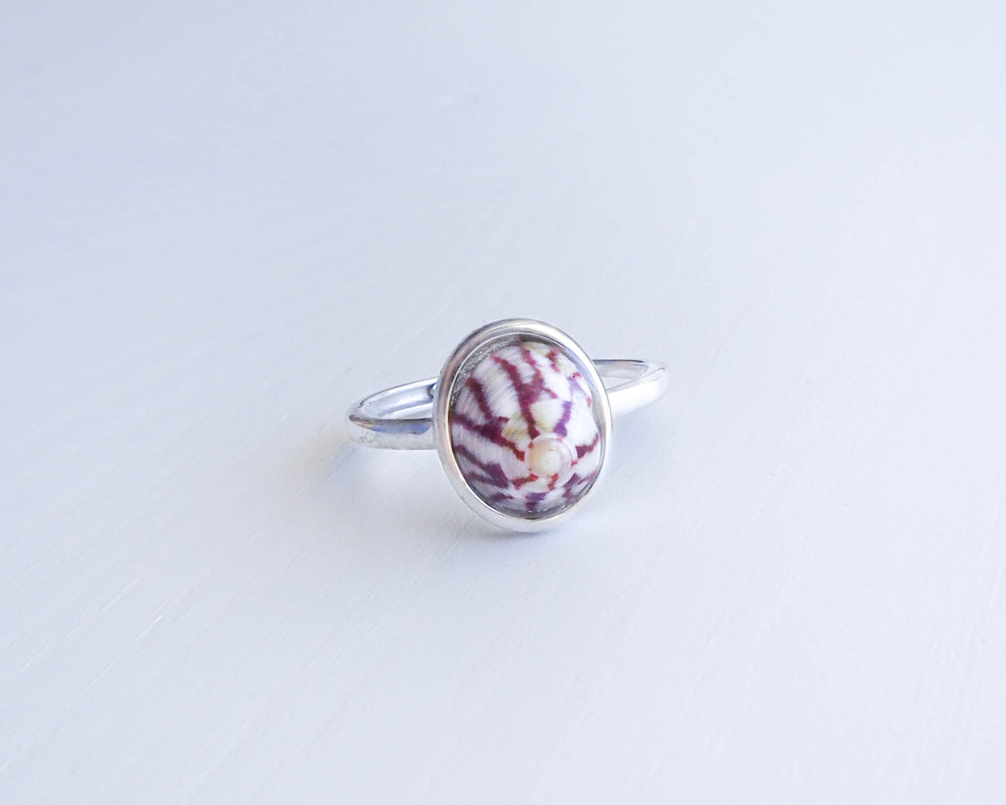 Unique Gift Idea: Top Shell Ring, Close-up of Coastal Top Shell Ring, Ocean-Inspired jewellery