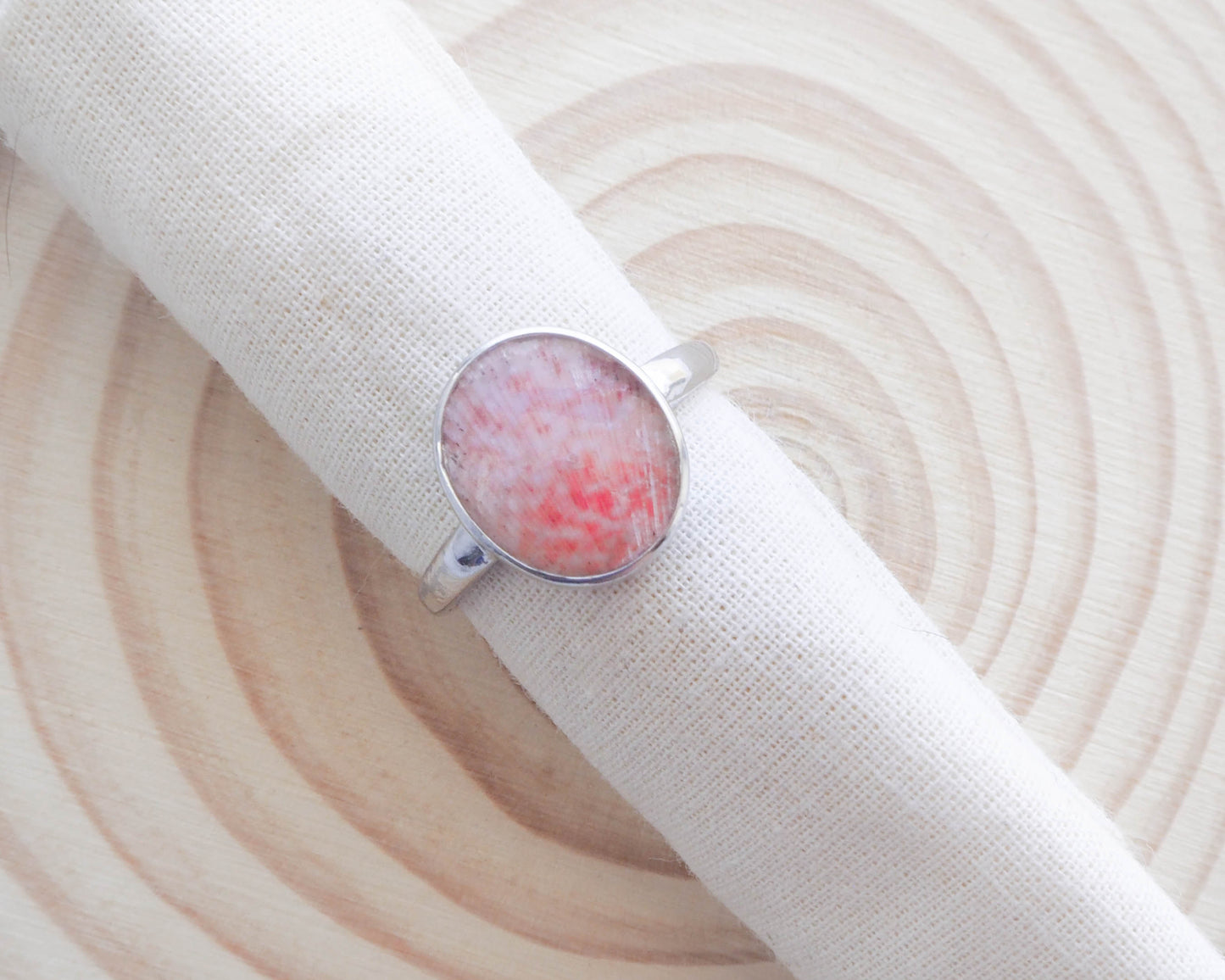 925 Silver Pink Scallop Shell Ring, Pink Scallop Shell Ring, 925 Silver Jewelry, Portugal Beach Jewelry, beach girl style, coastal gift, portugal algarve, sea by lou