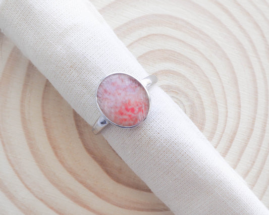 925 Silver Pink Scallop Shell Ring, Pink Scallop Shell Ring, 925 Silver Jewelry, Portugal Beach Jewelry, beach girl style, coastal gift, portugal algarve, sea by lou