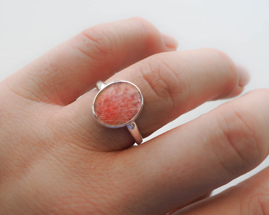 Pink Scallop Shell Detail on Silver Ring, Pink Scallop Shell Ring, 925 Silver Jewelry, Portugal Beach Jewelry, Beach lover jewelry
