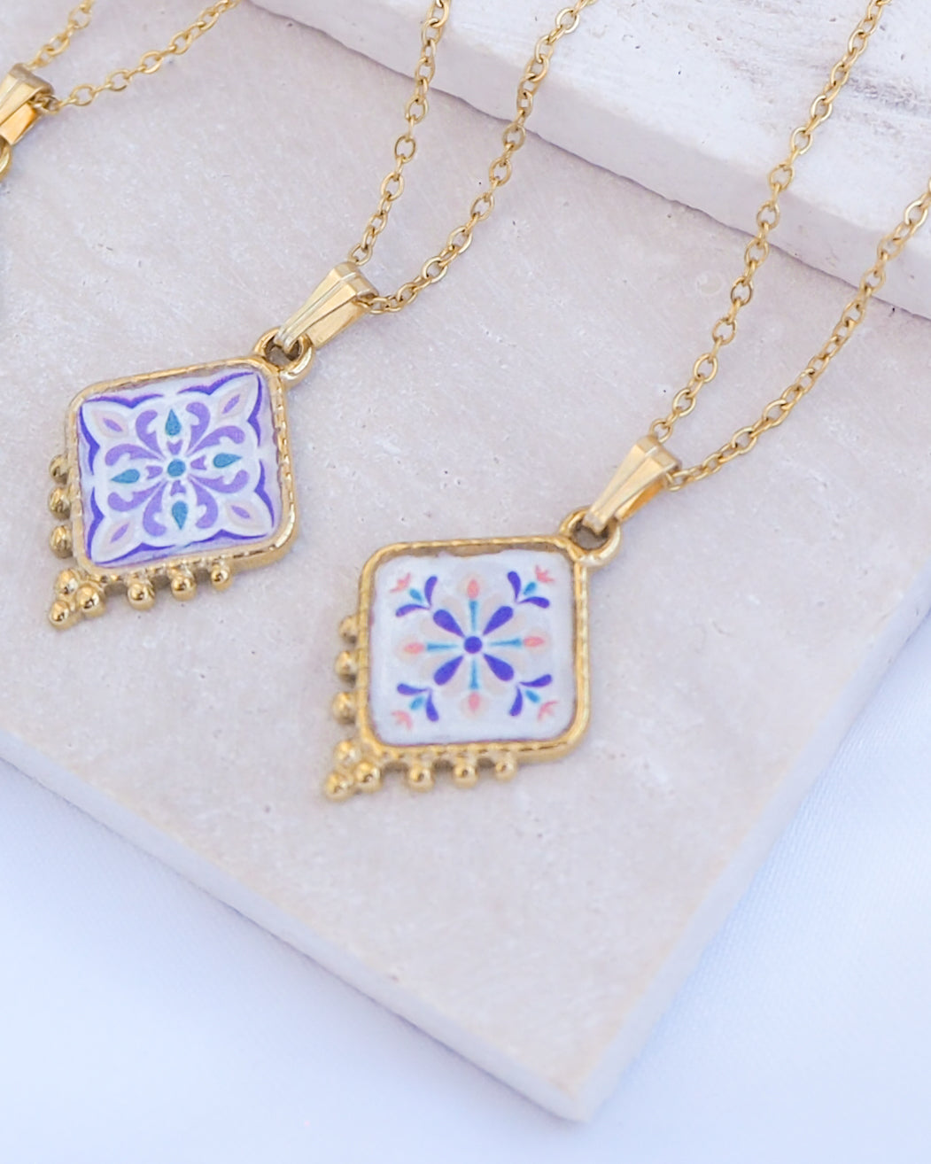 PORTUGUESE TILE NECKLACE - Floral Garden