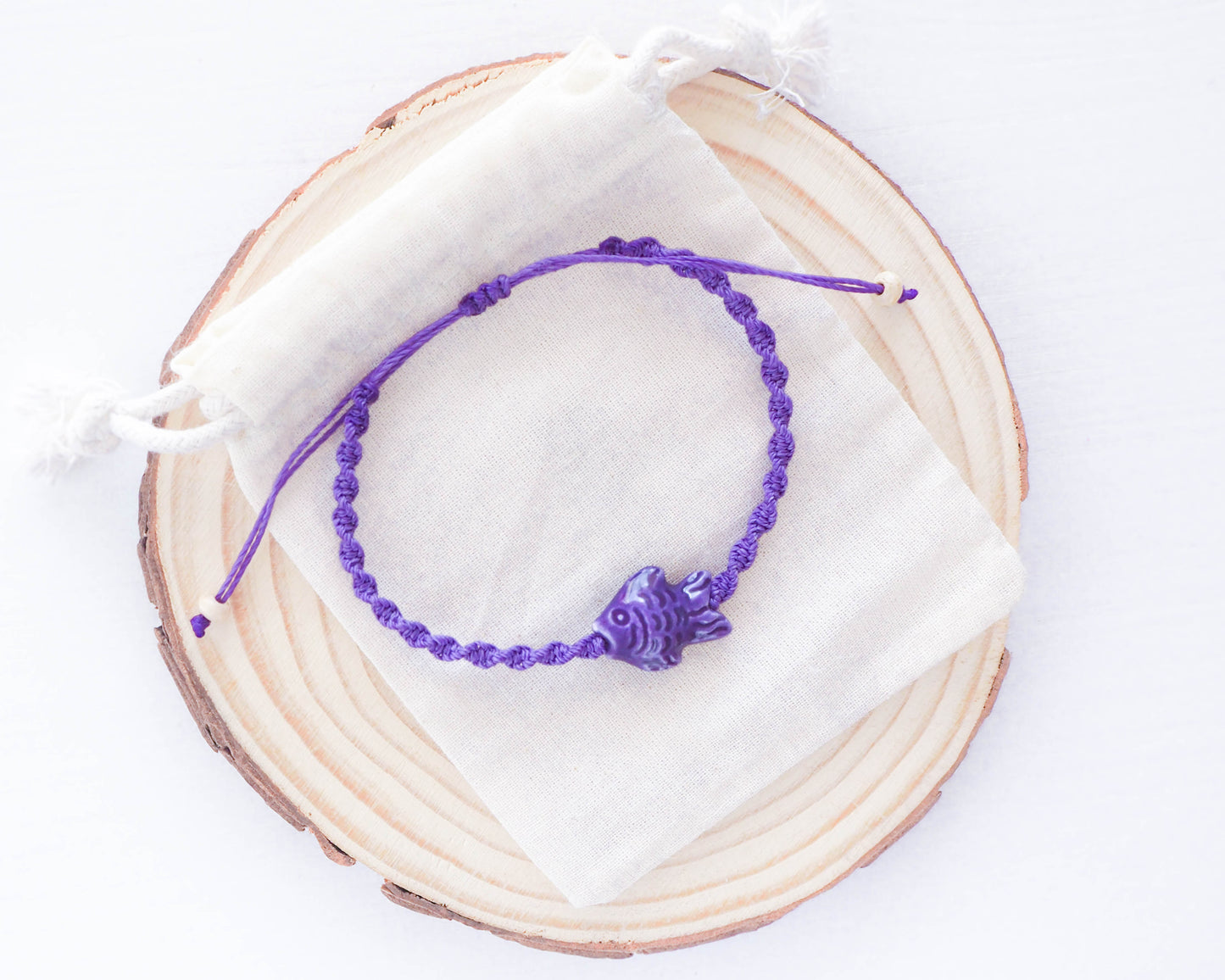 Ceramic Fish Bracelet ~ Purple