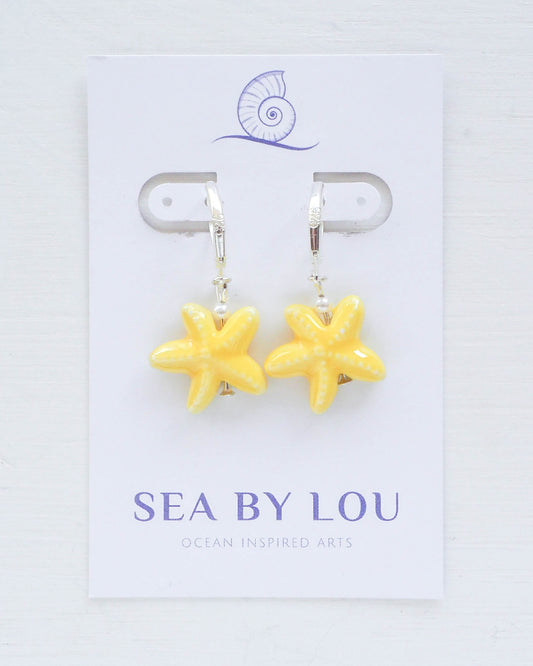 SEA STAR CERAMIC EARRINGS ~ Sunshine Yellow