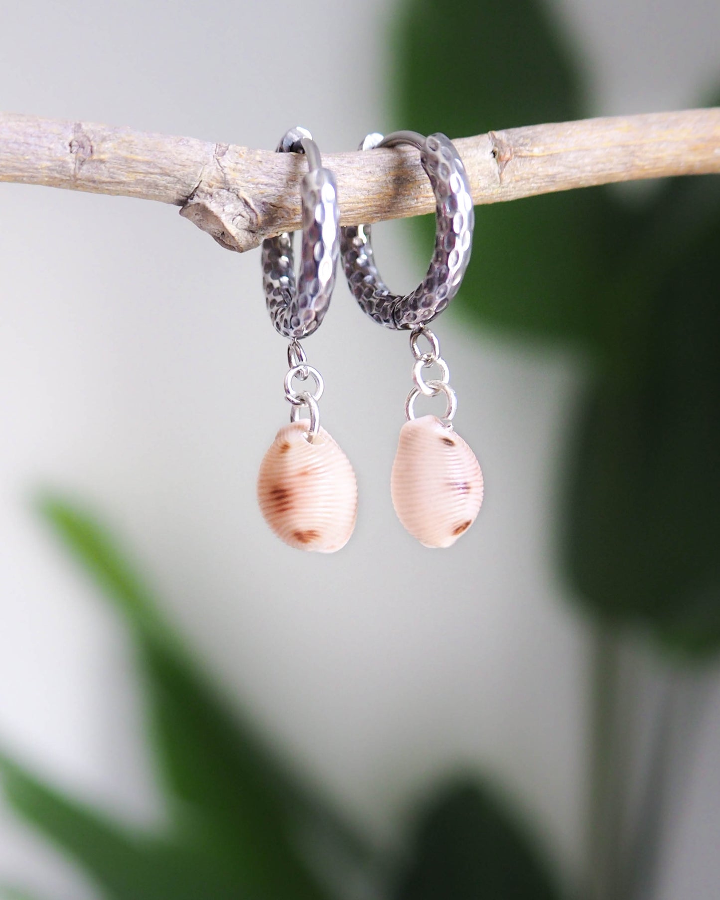 Silver Boho Cowrie Shell Earrings – Seaside Chic Jewellery, Sea by Lou, Ocean Inspired Jewelry