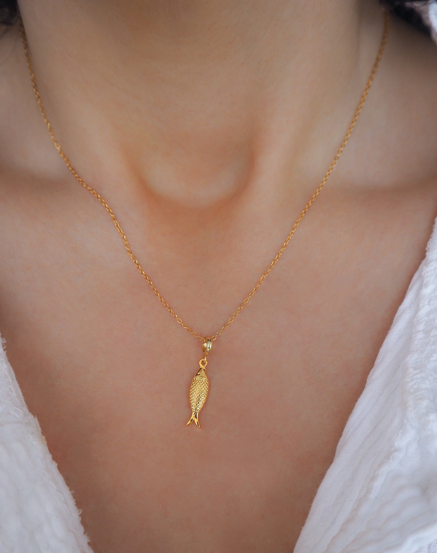 SARDINE FISH NECKLACE ~ Gold II