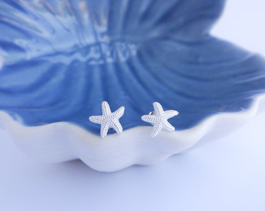 SEA STAR STARFISH STUD EARRINGS - 925 Sterling Silver