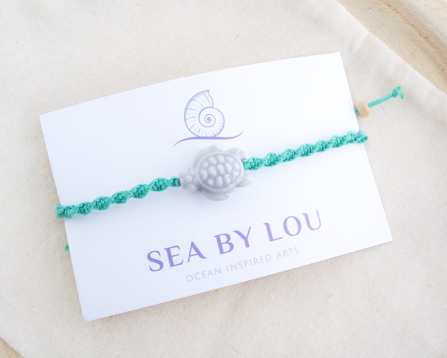 Ceramic Turtle Bracelet ~ Turquoise Grey