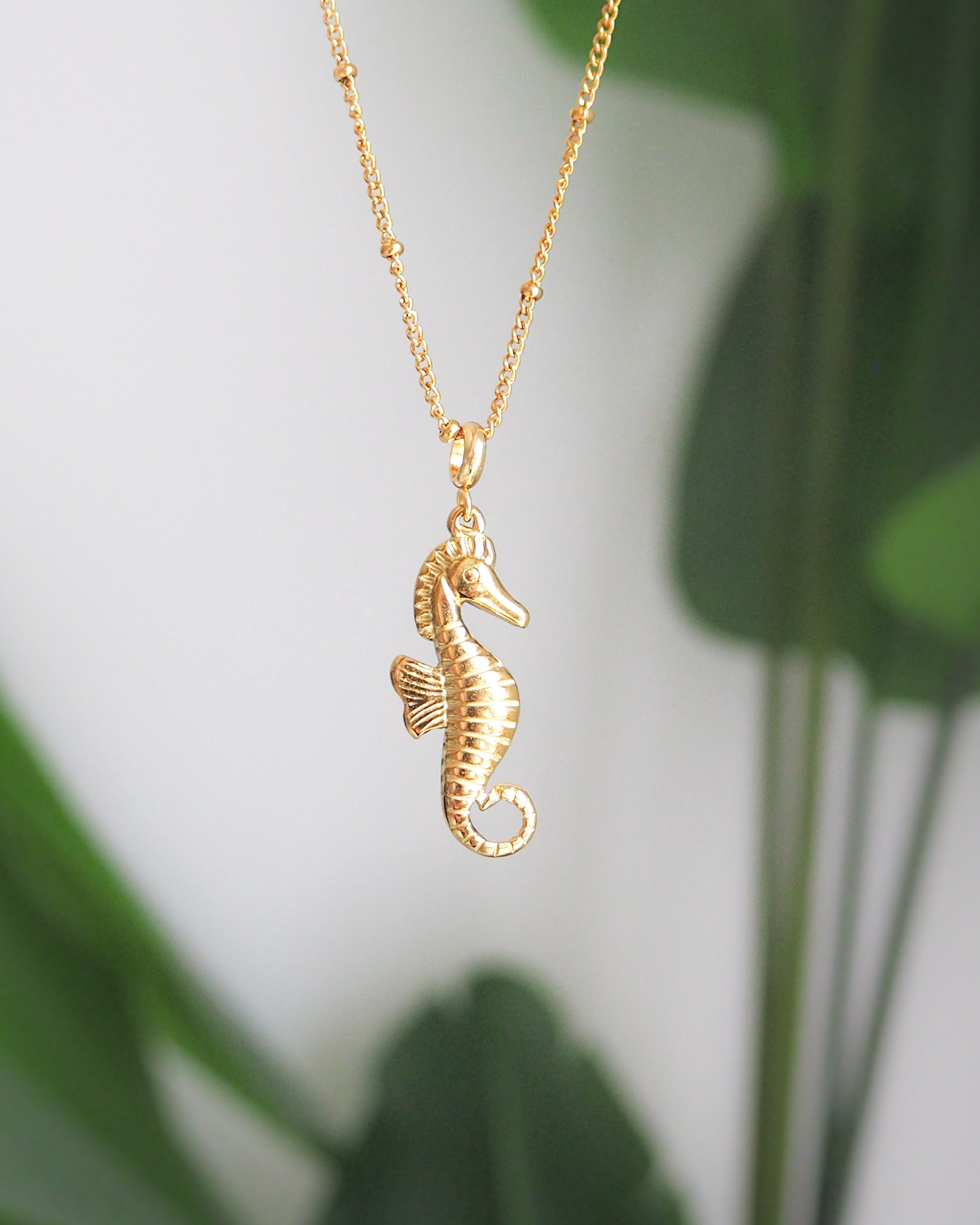 Gold Hippocampus Necklace - Seahorse necklace, Sea by Lou, Seabylou