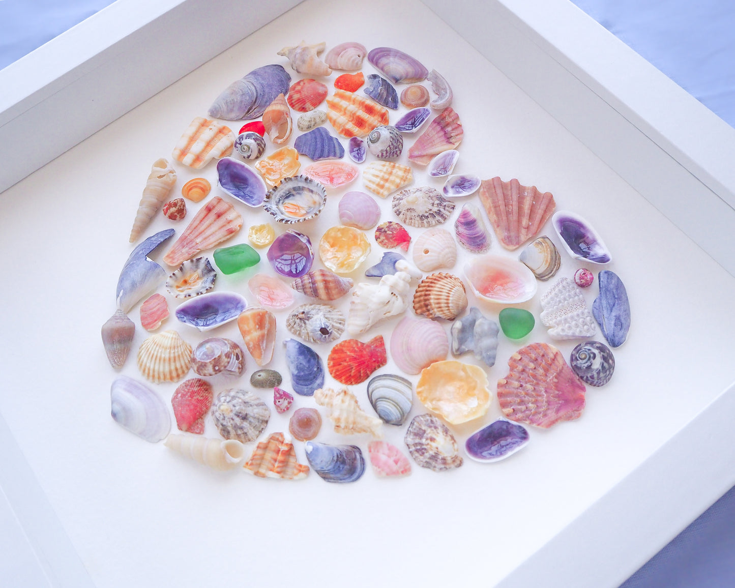 Shell Heart Rainbow Color side view, Coastal Nursery room, Seashell Heart