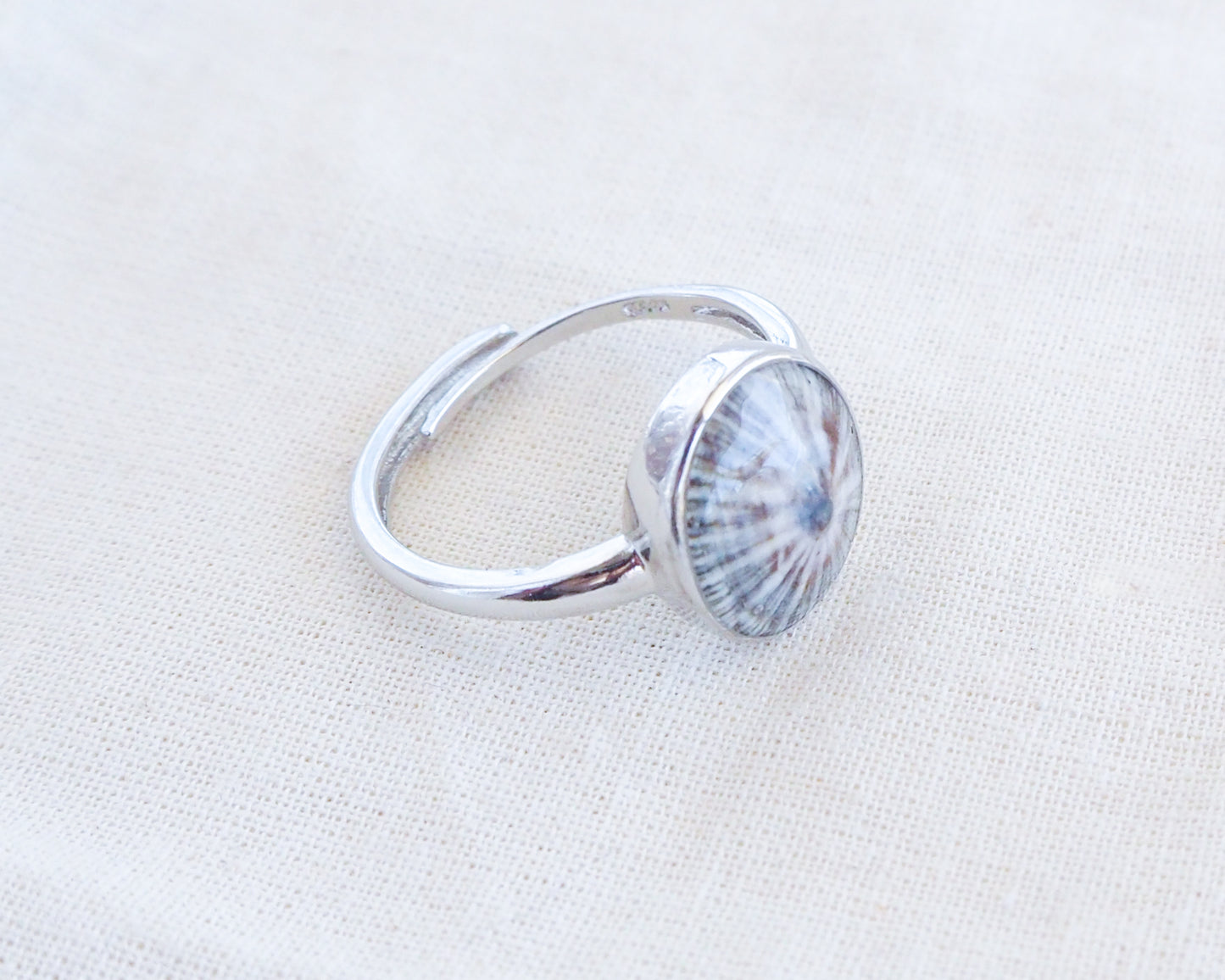Silver Limpet Shell Ring adjustable side view