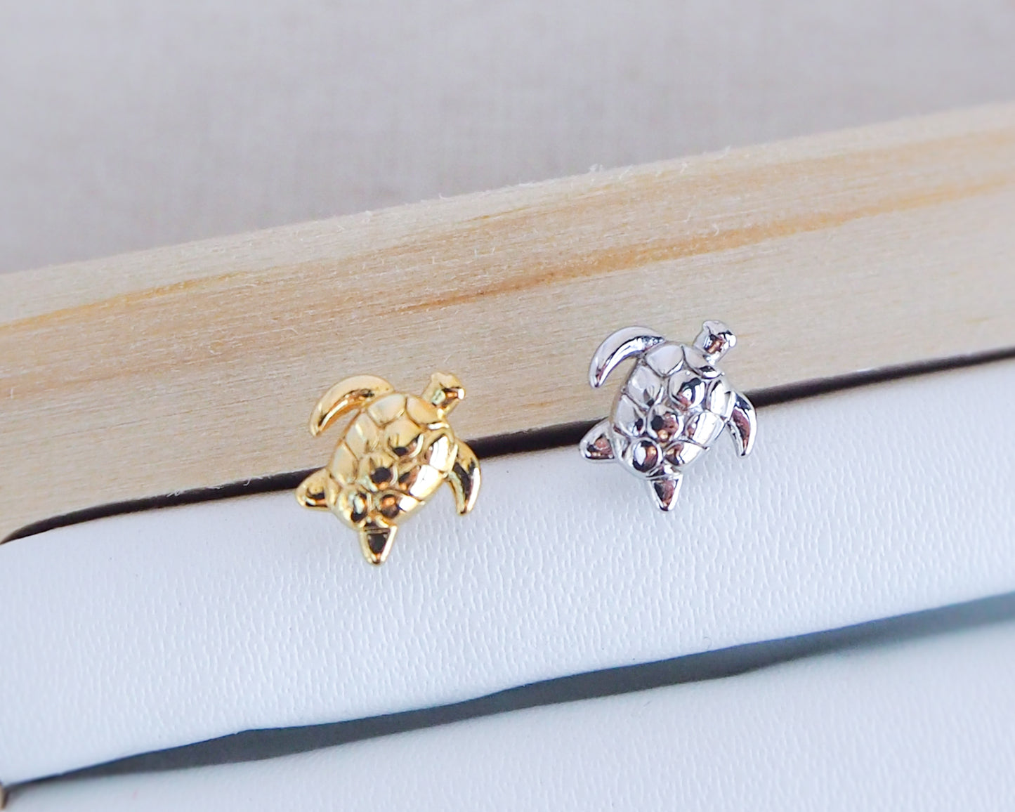 Tiny Turtle Stud Earring Silver or Gold
