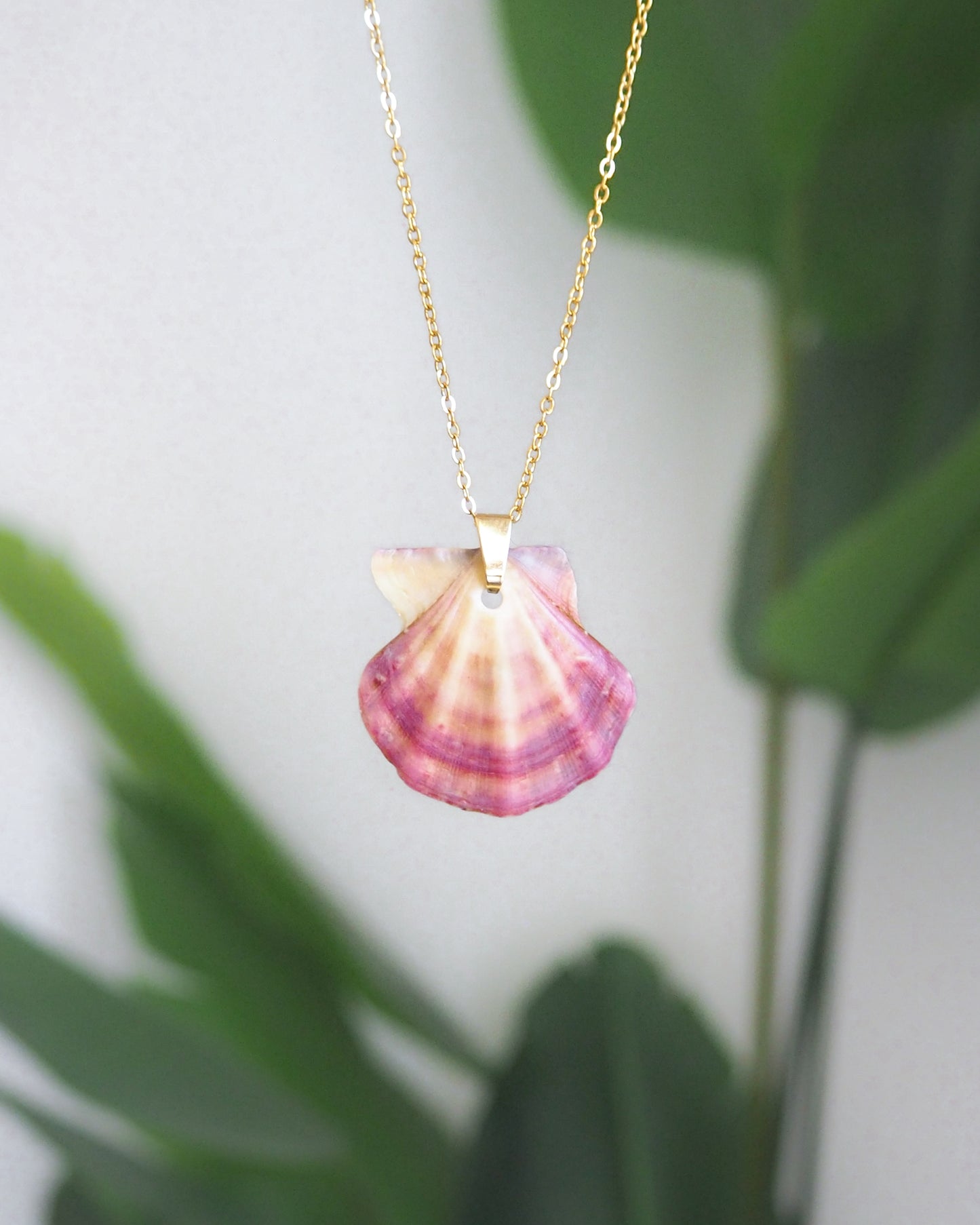 SEASHELL NECKLACE ~ Gold Grape Scallop Shell
