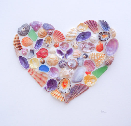 Seashell Heart ~ Rainbow Colored Shells II