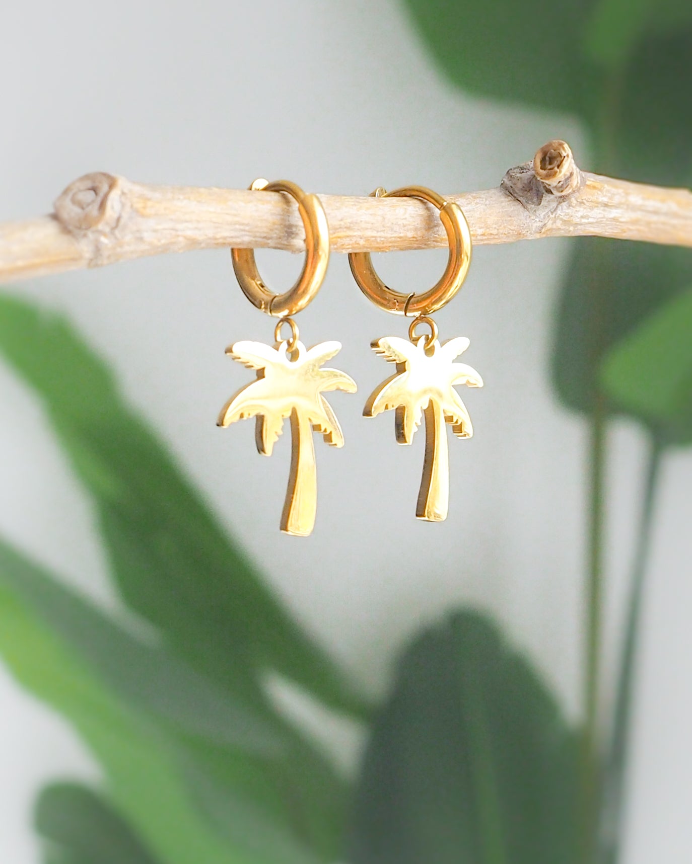 Palm Tree Hoop Earrings Sea by Lou – Seabylou - Main Image