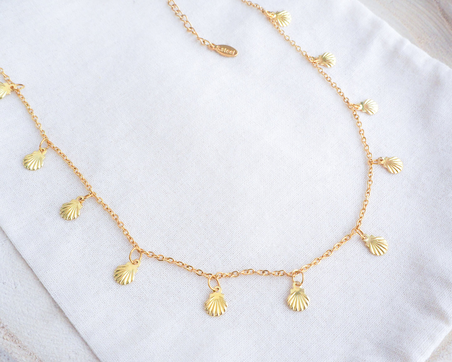 Golden Tiny Shell Charm Necklace ~ Deluxe