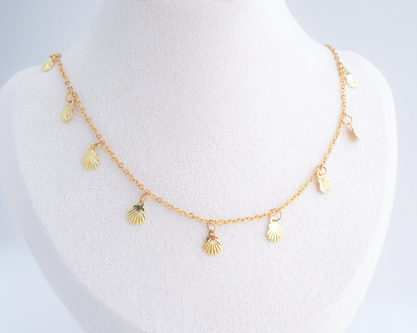 Golden Tiny Shell Charm Necklace ~ Deluxe