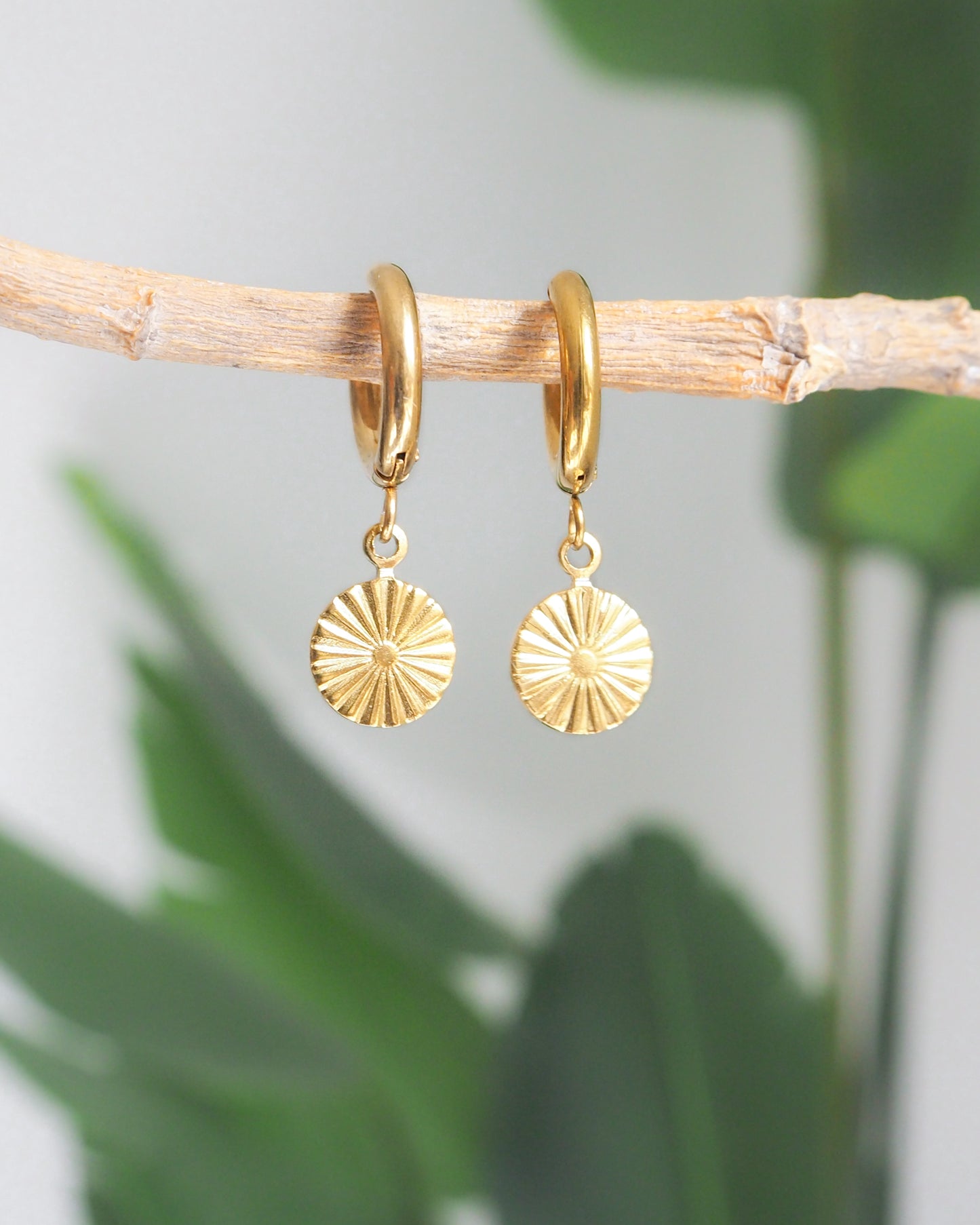 Gold Shell Hoop Earrings, Beach Summer Jewelry