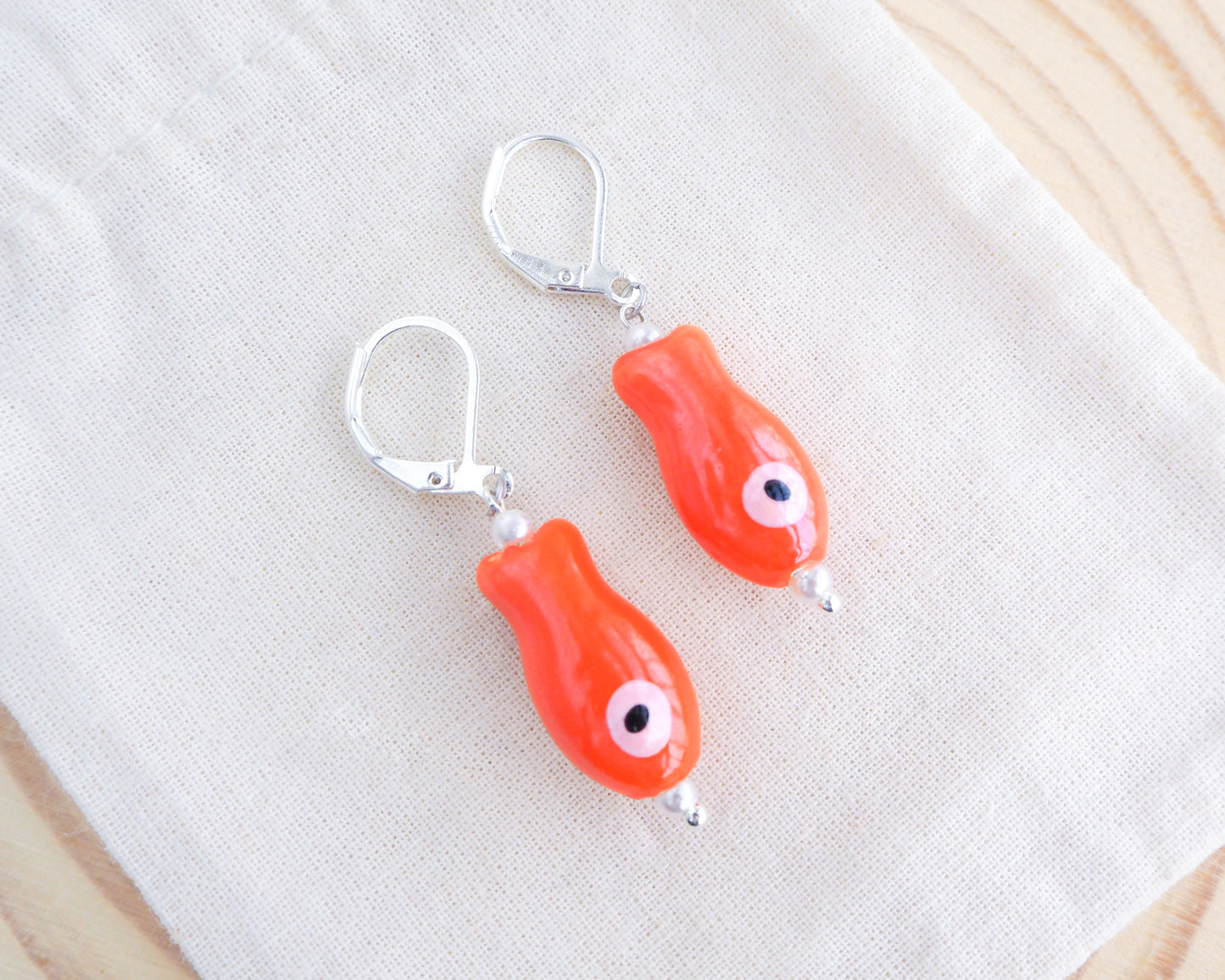FISH CERAMIC EARRINGS ~ Orange