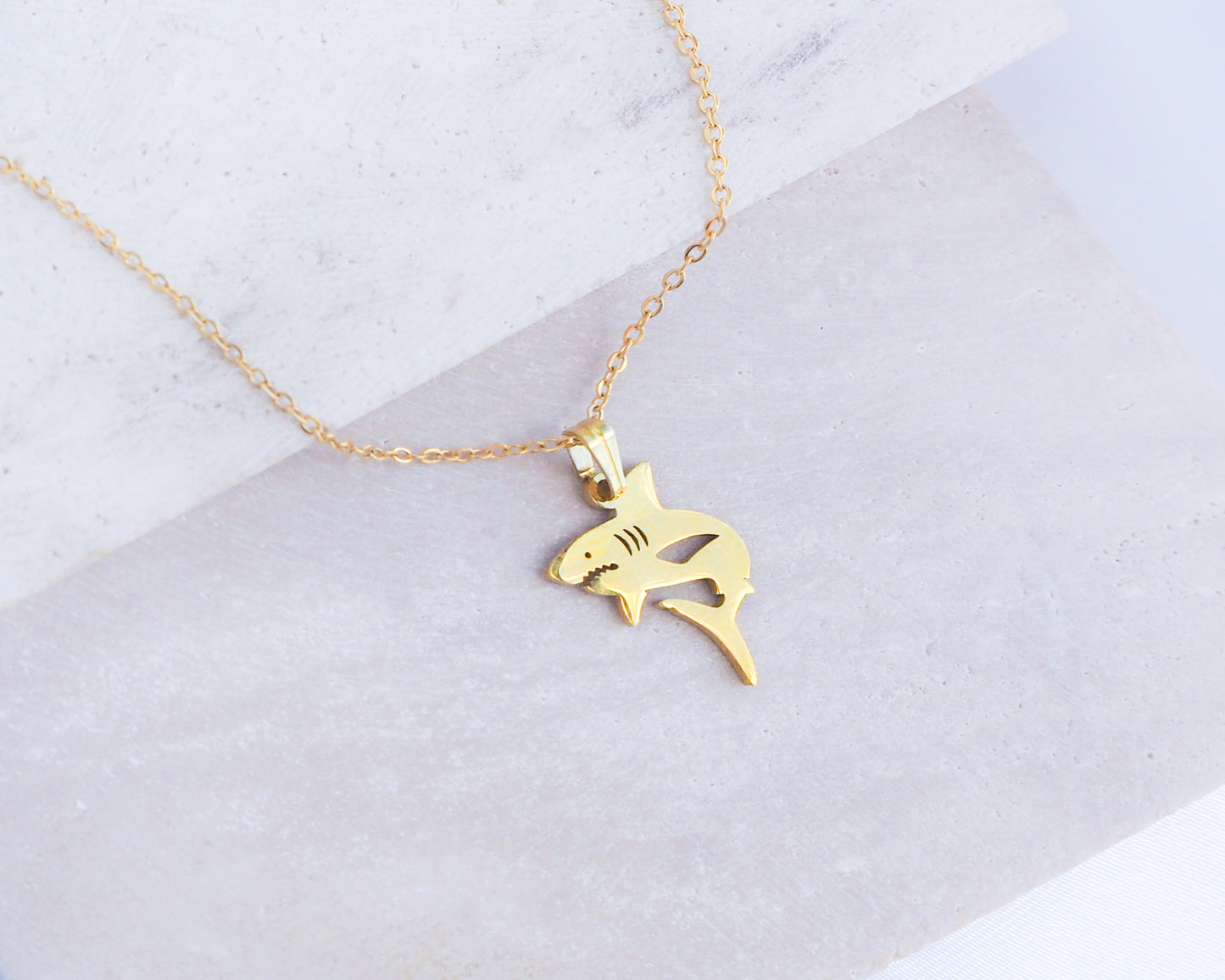 SHARK NECKLACE ~ Gold or Silver