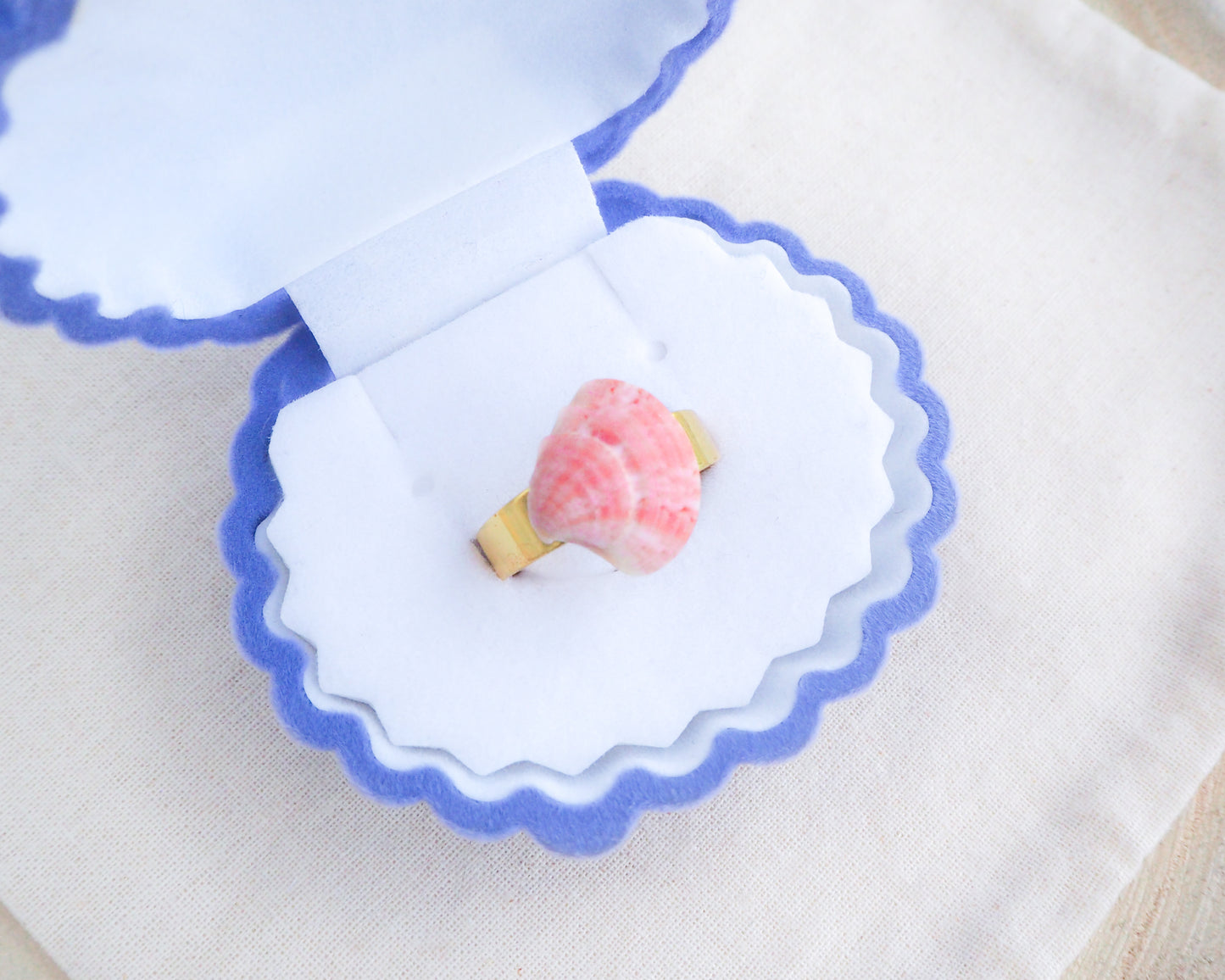 SEASHELL RING ~ Mini Pink Venus Shell III