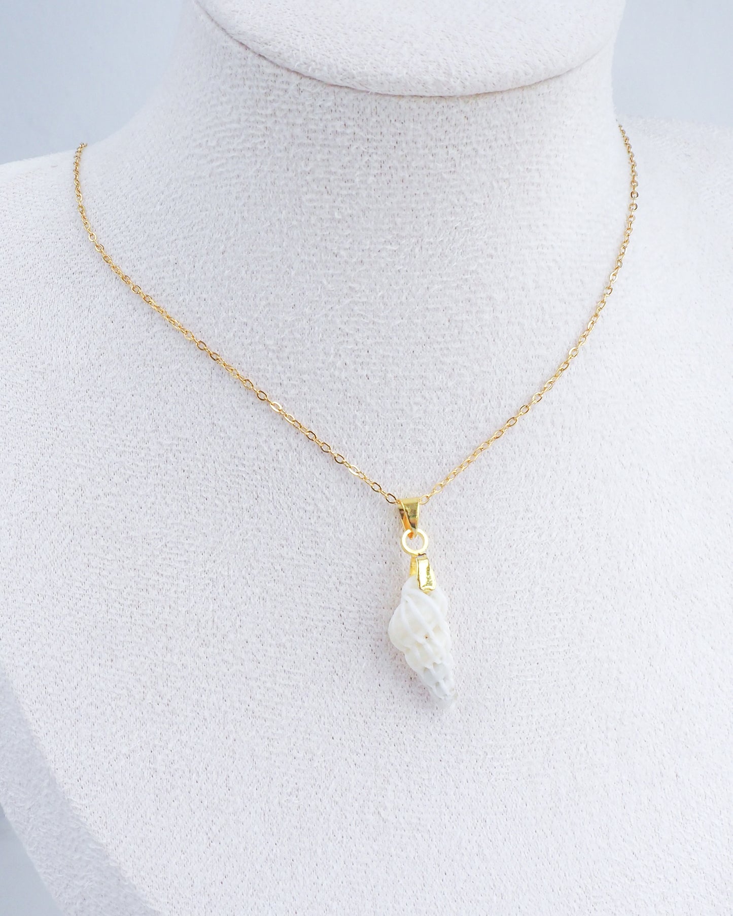 SEASHELL NECKLACE ~ Tiny White Wentletrap Shell