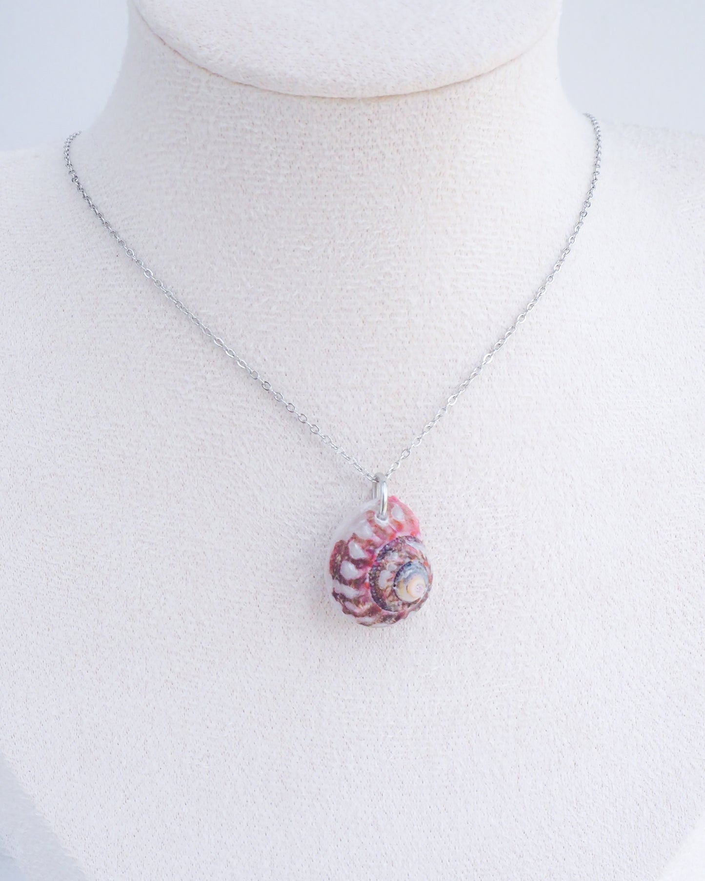 SEASHELL NECKLACE ~ Fuchsia Grey Magus Top Shell