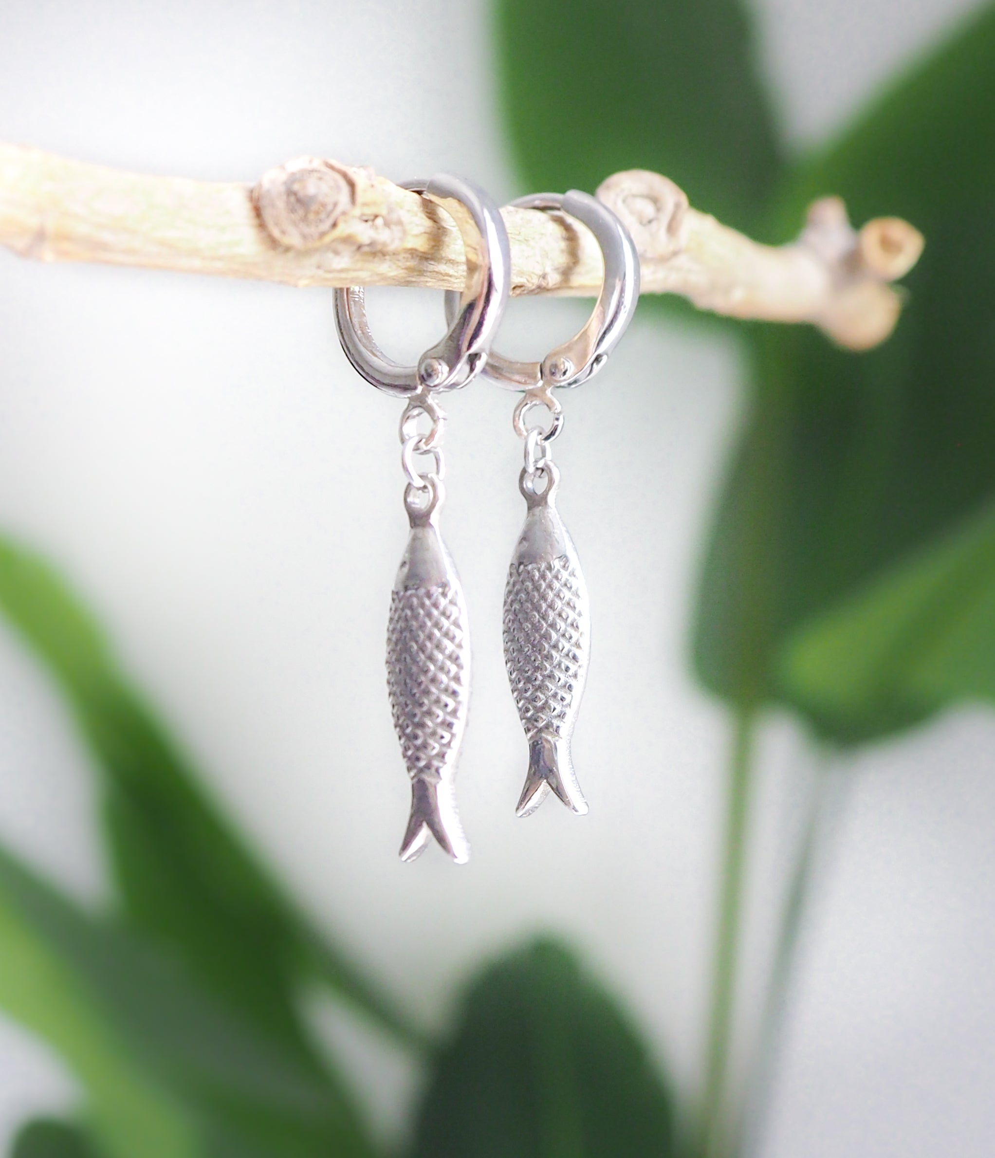 Sterling silver fish earrings hotsell