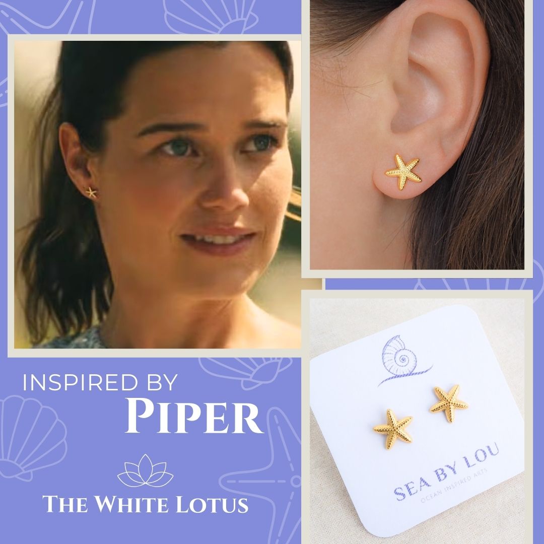 Starfish Stud Earrings worn by Piper in The White Lotus season 3