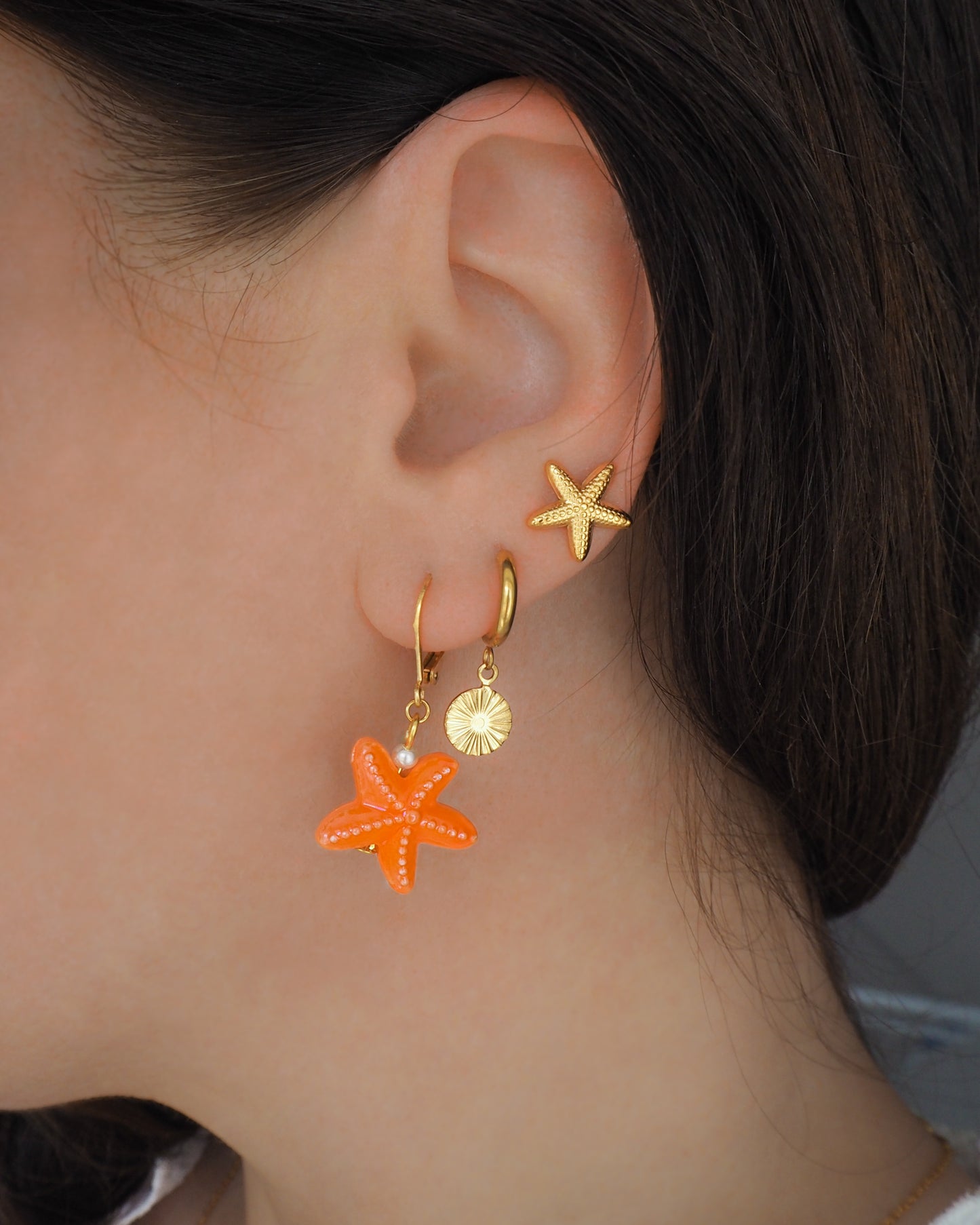 Starfish Gold Earrings, Sea Star Stud earring, Summer Earrings, Mix and Match