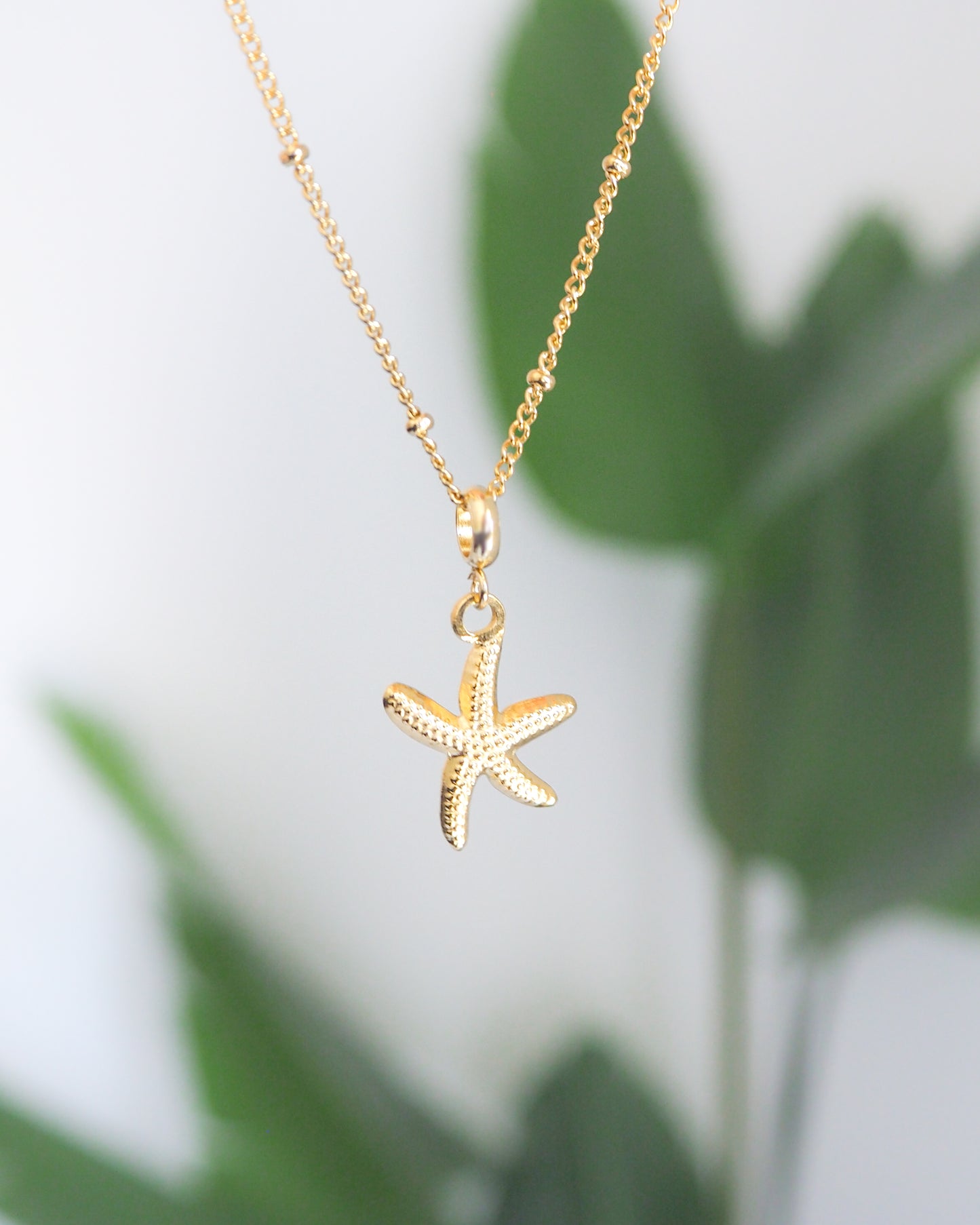 Starfish Sea Star Necklace, Seabylou, Hypoallergenic Stainless Steel Bead Chain, Ocean inspired beach girl jewellery