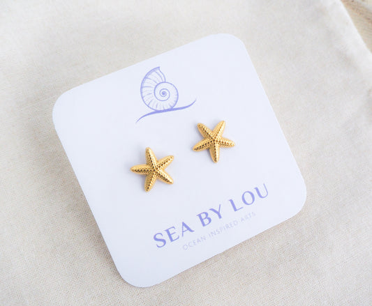 Gold Starfish Stud Earrings seen on White Lotus season 3 Piper, Sea Star earrings, White lotus piper earrings