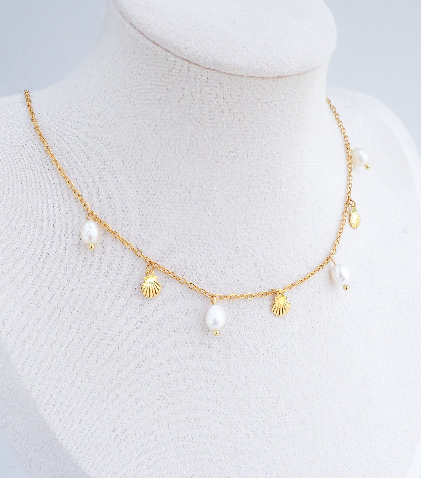 Gold Tiny Shell with Freshwater Pearls