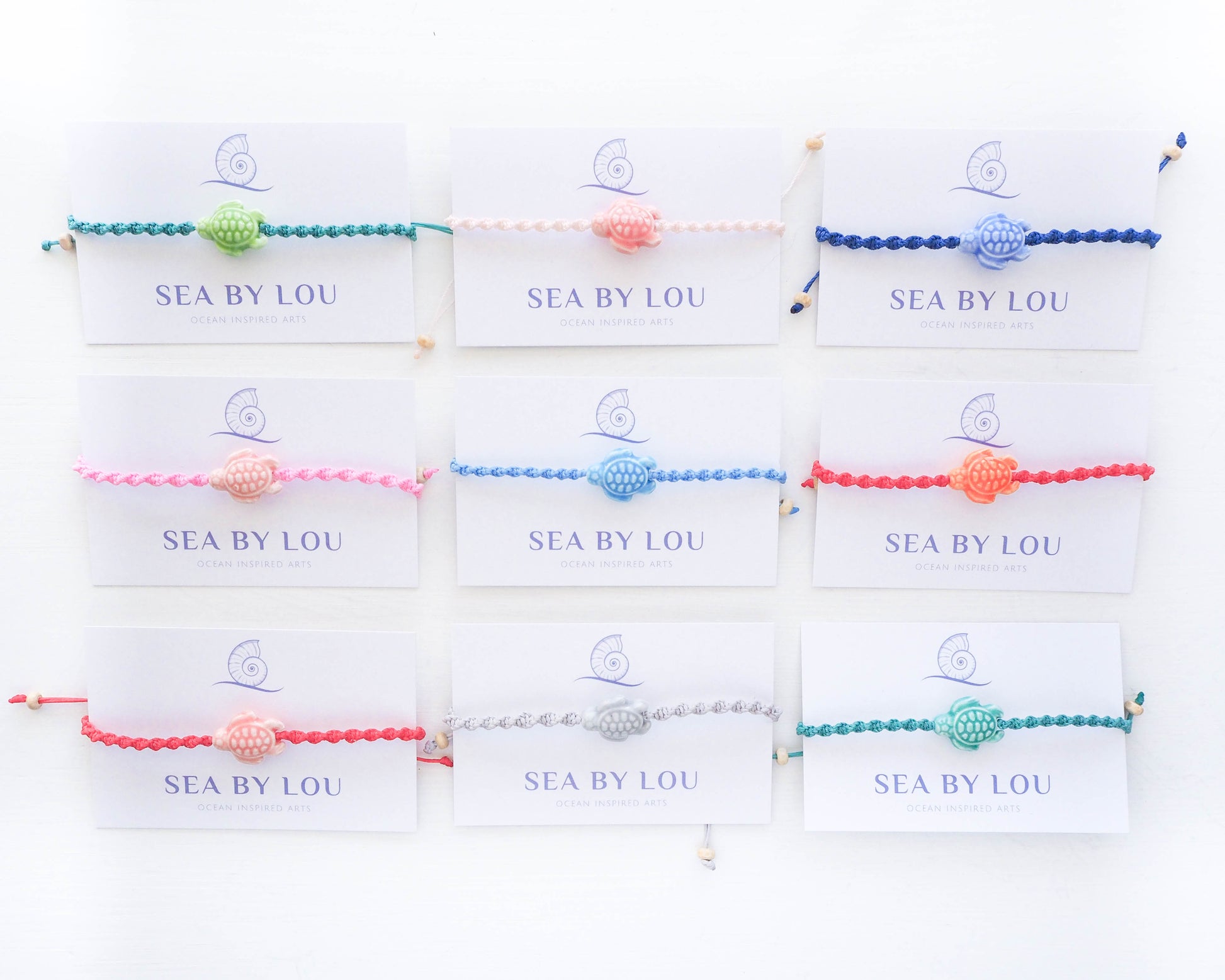 Ceramic Turtle bracelet braided cord macrame