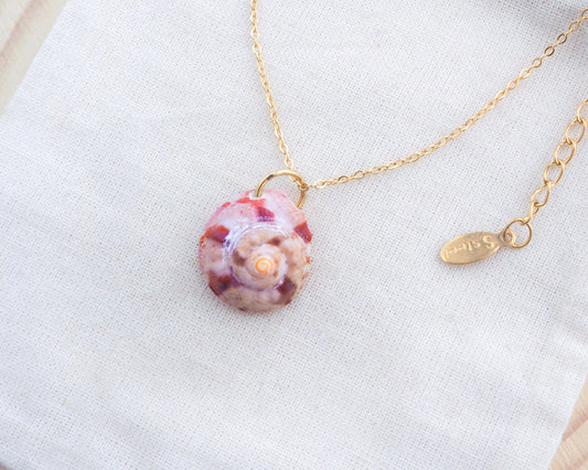 Fuchsia Pink Magus Top Shell Gold Necklace