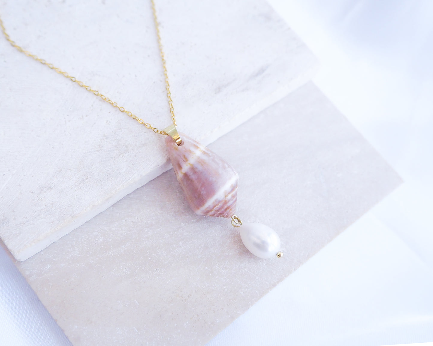 Mediterranean Cone Shell Pearl Necklace Reversed II