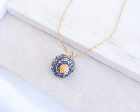 Gold Lined Top Shell Necklace, Shell from Portugal side view