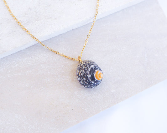 Gold Lined Top Shell Necklace, Shell from Portugal side view