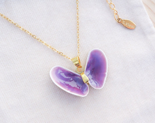 Gold Purple Sea Butterfly Shell Necklace VI, Shell from Portugal on display