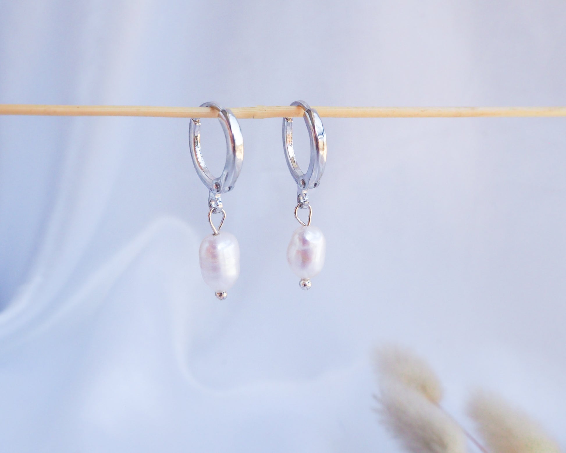 Ivory Pearl 925 Silver earrings, coastal wedding jewelry