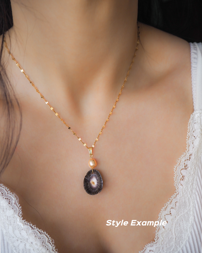 GOLD LIMPET SHELL PEARL NECKLACE ~ Rustic Limpet Ivory Pearl