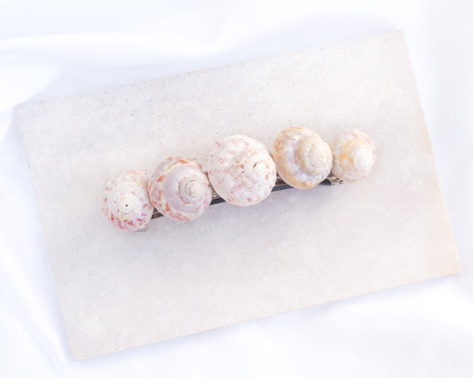 Magus Top Shells Hair Clip Barrette on stone displayed, Seashell Beach Clip from Portugal, Handpicked Real Shells, Seashell Hair Decoration, Mermaid Wedding Hair Assocciares, Coastal Christmas gift, Beach Wedding Hair